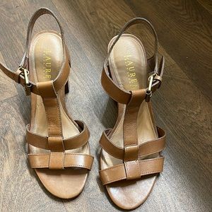 Brown leather heels. Ralph Lauren. Great condition.
